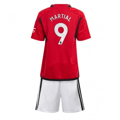 Fotballdrakt Barn Manchester United Anthony Martial #9 Hjemmedraktsett 2023-24 Kortermet (+ Korte bukser)